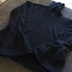 Black bell sleeve turtleneck